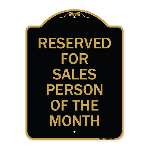 Reserved for Salesperson of Month, Black & Gold Aluminum Sign, 18" x 24", BG-1824-23174